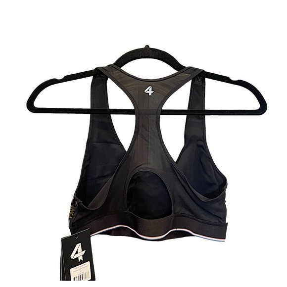 Four Laps FourLaps Circuit Sports Bra sz M Avocado Tuxedo Topo Swirl Mesh Back - Picture 3 of 10